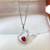 Natural Ruby Pendant Mini Hulu Pigeon Blood Color With Certificate Diamond 18k Solid Gold y